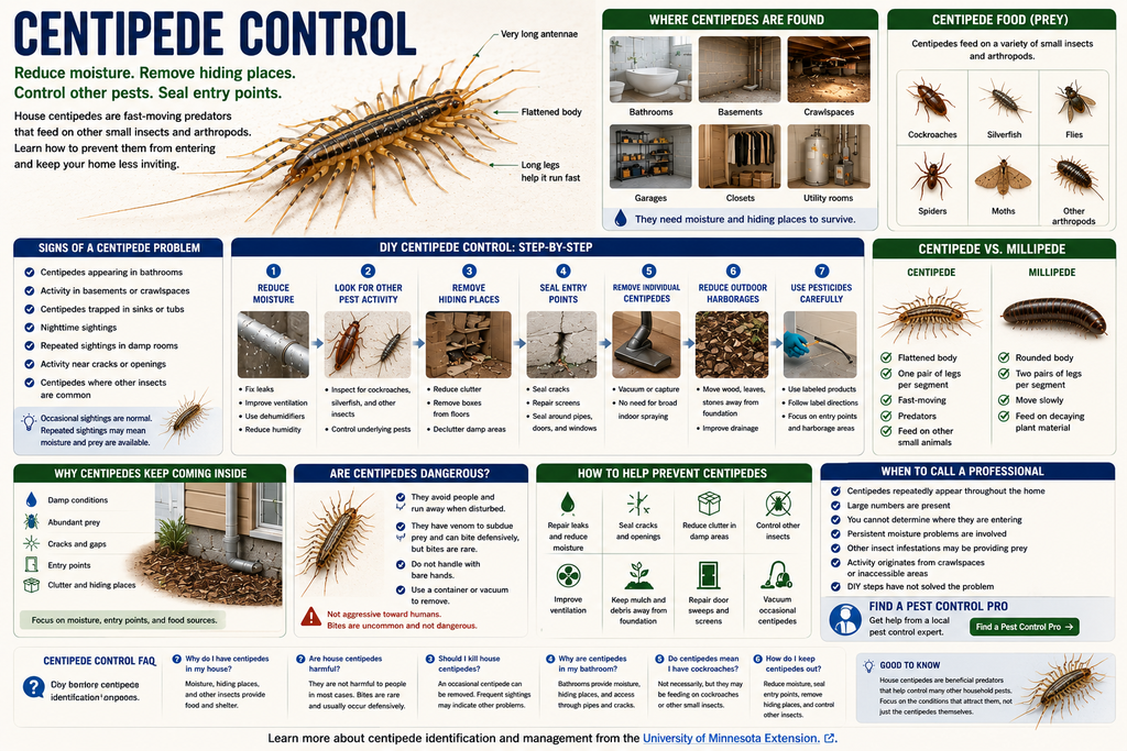 Centipede control and prevention for house centipedes