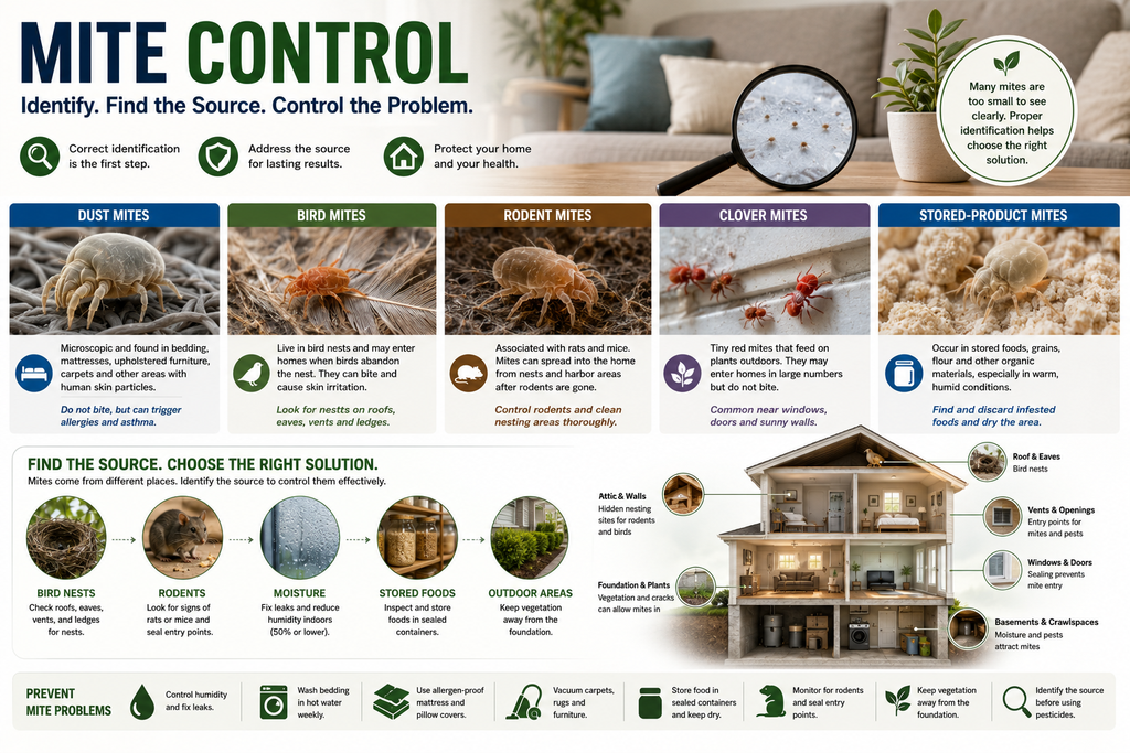 Mite control and identification of common household mites