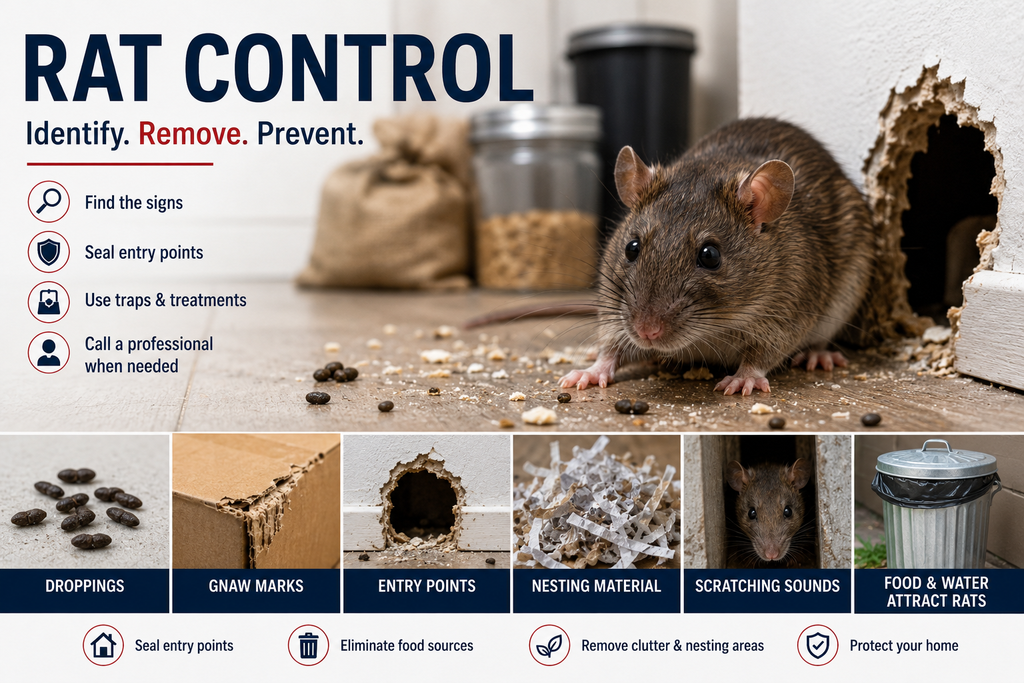 Rat control and signs of a rat infestation