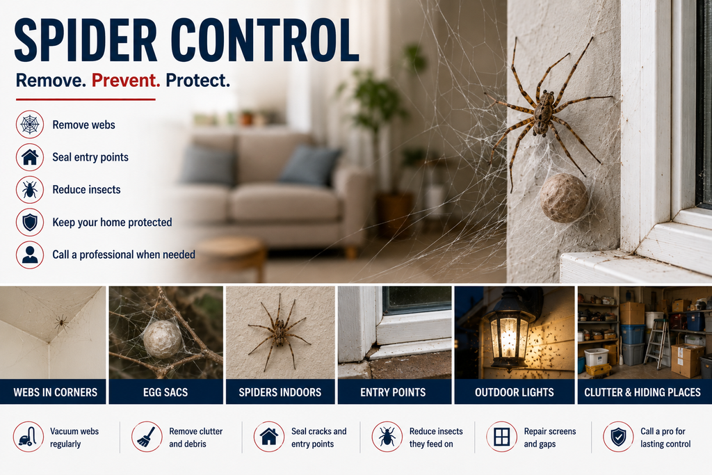 Spider control and signs of spider activity around the home