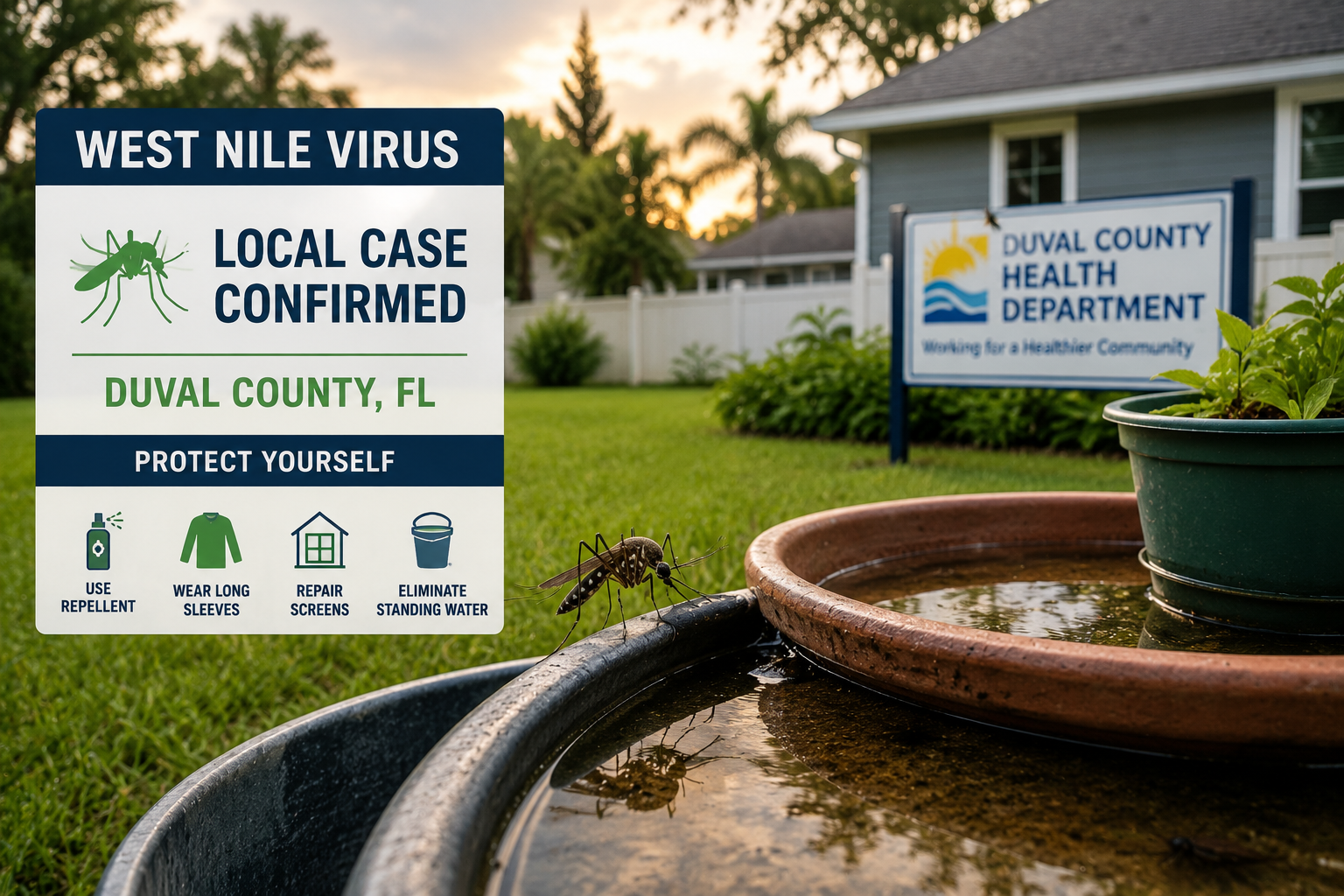 West Nile in Jacksonville mosquito prevention near standing water