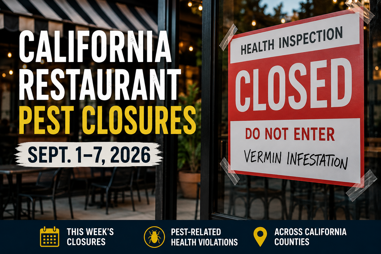 Restaurant temporarily closed after a pest-related health inspection in California
