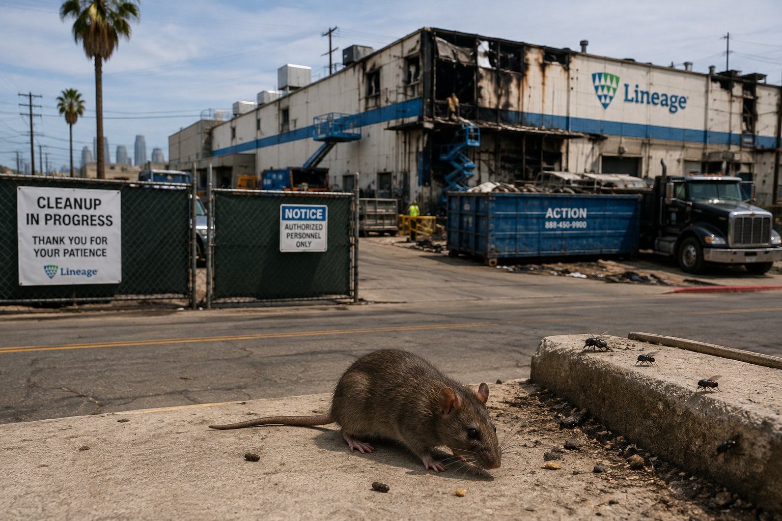 Rat near a warehouse cleanup site in Boyle Heights