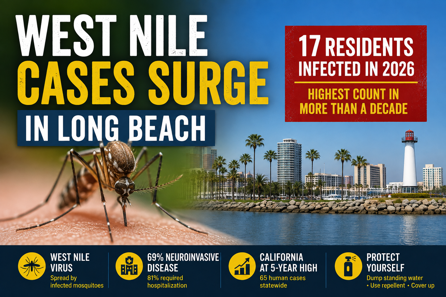 Mosquito associated with rising West Nile virus cases in Long Beach, California